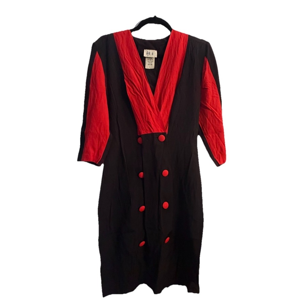1980s Vintage Power Dress We II Statement Piece Color Blocking  Size 7 VNeck